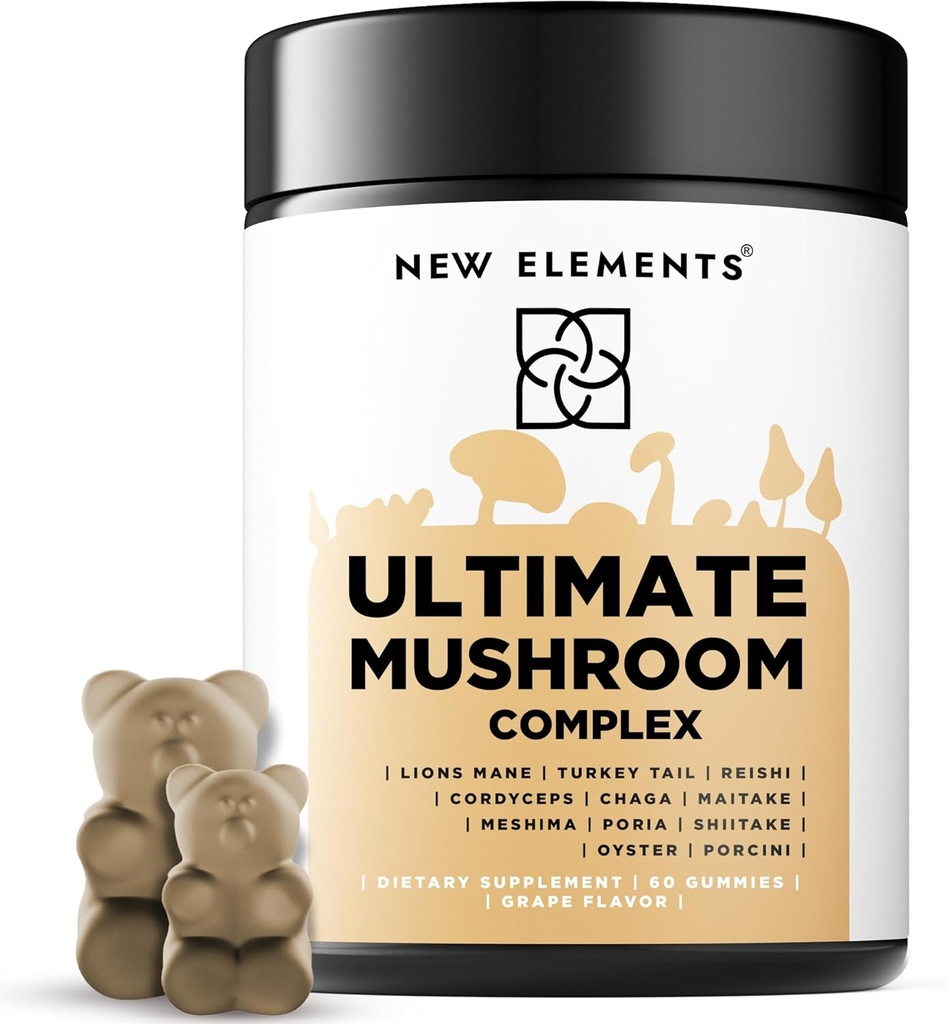 Mushroom Superstars - Mushroom Supplement Gummies | Lion's Mane | Turkey Tail | Reishi | Cordyceps | Chaga | Maitake | Meshima | Poria | Shitake | Oyster | Porcini | Vegan | Non-GMO | Gluten-Free