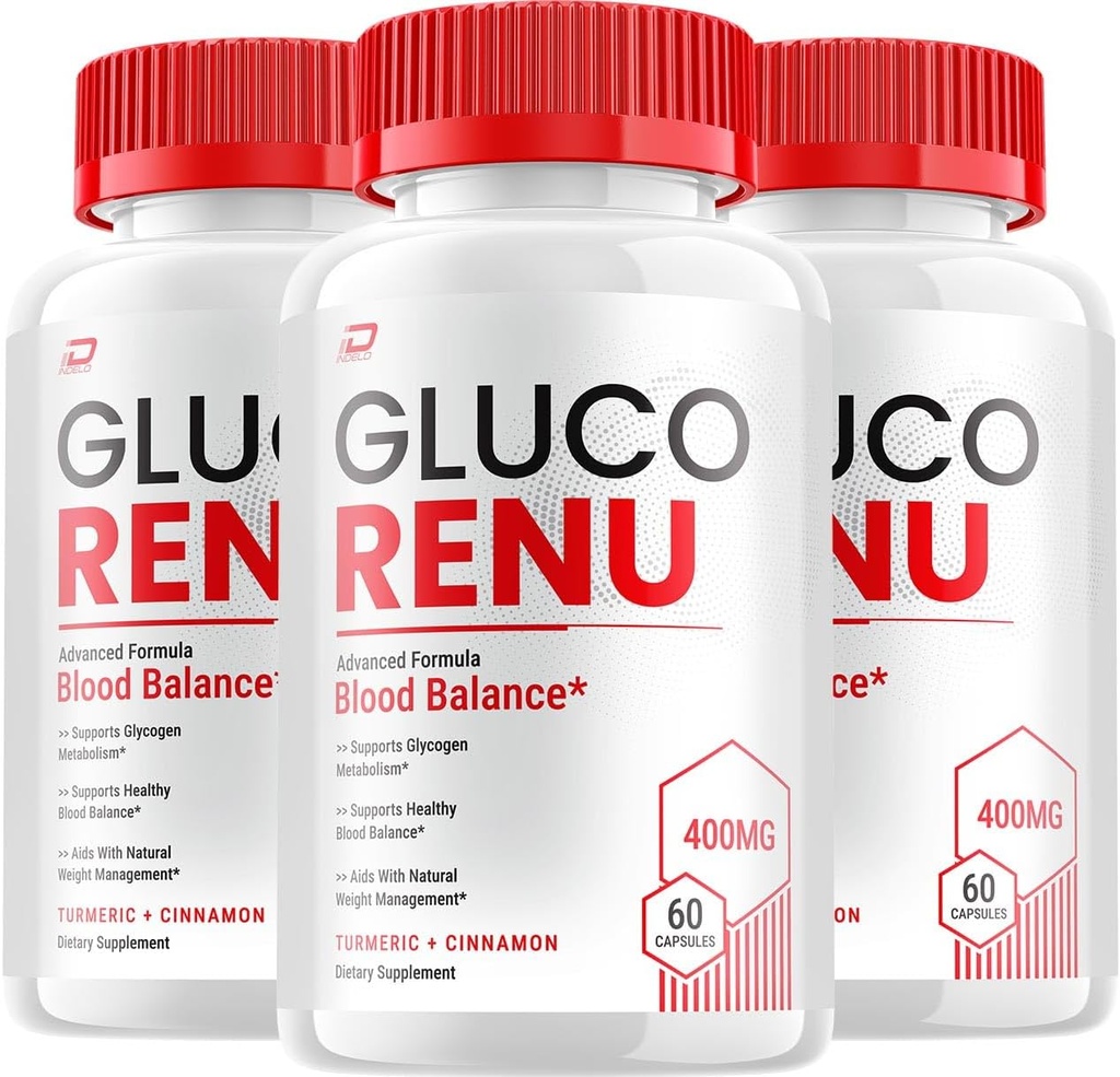 Gluco Renu Capsules - GlucoRenu Advanced Supplement, All Natural Formula to Maintain Healthy Levels, Maximum Strength Formula, Gluco Renuw Capsules Reviews (3 Pack - 180 Capsules)