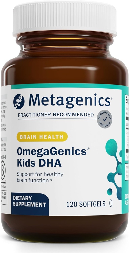 Metagenics MetaKids DHA - Kids DHA & EPA Supplement - for Brain Health & Support* - Immune Support* - from Calamari Oil - Natural Fruit Flavor - 120 Softgels