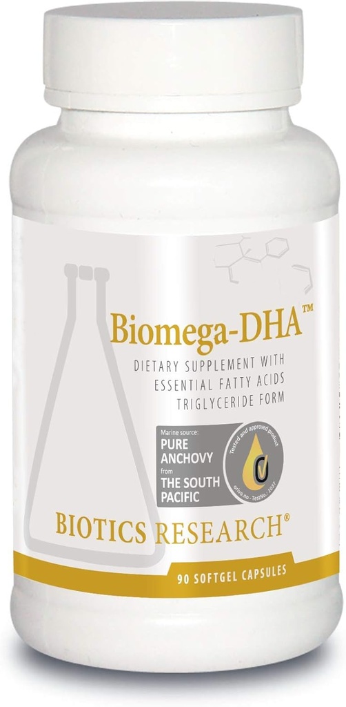 Biotics Research Biomega DHA Fish Oil, 600 mg DHA, Supports Learning and Memory, Fetal Brain Vitamins, 90 Softgel Capsules