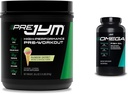 JYM Supplement Science Pre Jym Rainbow Sherbet 30 Servings & Omega JYM Fish Oil 2800mg 120 Softgels