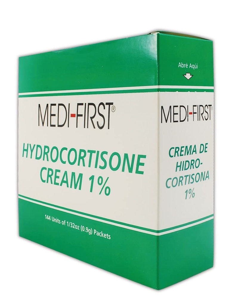 Medique MP211-35 Medi-First 1% Hydrocortisone Cream, 0.9 g, Standard, Green/White (Pack of 144)
