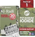 EarthNutri KI-Radi™ Potassium Iodide Tablets 65 mg – High Potency Iodine Supplement for Thyroid Support, Emergency Preparedness – Potassium Supplement in Foil-Foil Blister Seal – 20 Tablets (1 Pack)