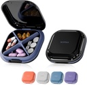 Small Pill Case, Pill Box, Travel Pill Container, Portable, Pocket Pill Case for Purse, Mini Pill Organizer for Medicine, Cute 5 Colors (Black)