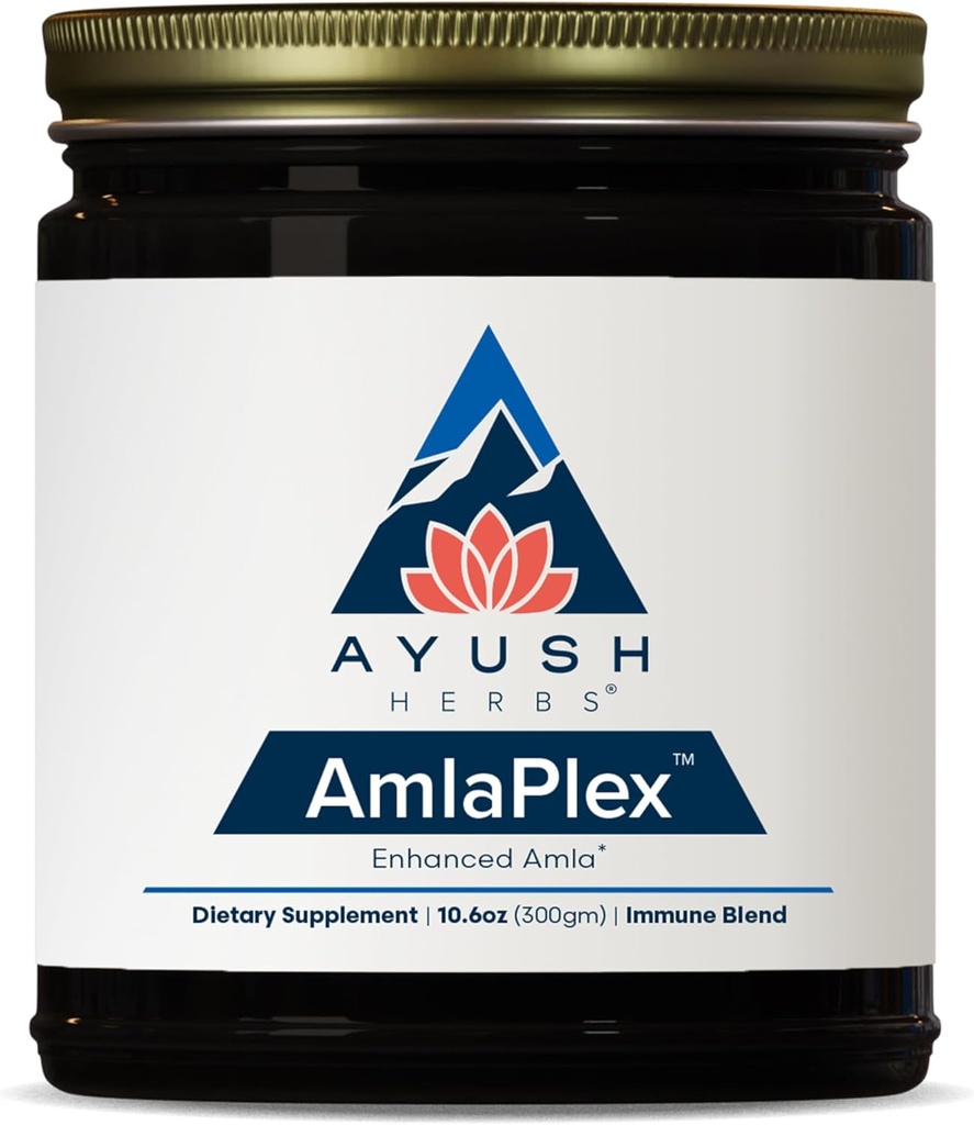 Ayush Herbs AmlaPlex - Amla Jam, Chyawanprash for Immune Support & Digestive Health, Chyavanprash, Indian Honey Jam with Amla, Ashwagandha - 10.6 oz Jar (1 Count)