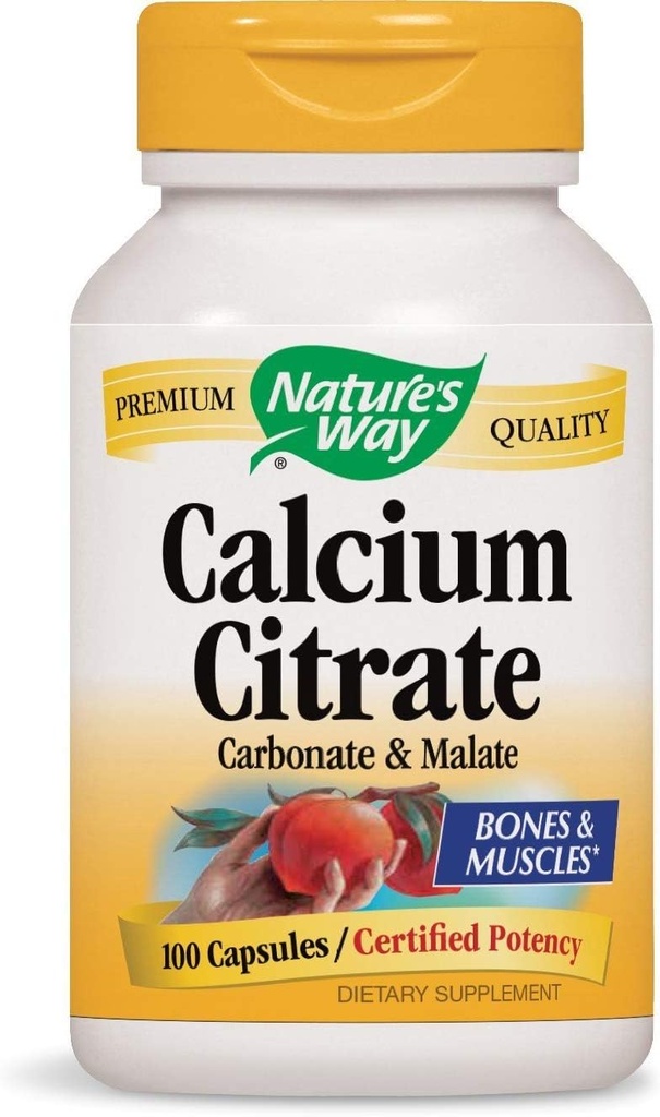 Natures Way Calcium Citrate, Carbonate and Malate, 1000 Per Serving, 100 Capsules. Pack of 2 bottles