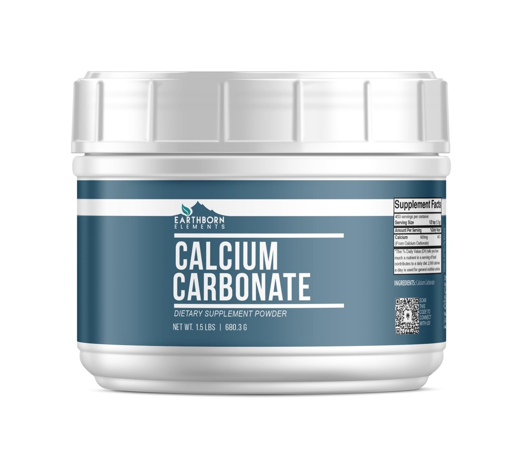 Earthborn Elements Calcium Carbonate Powder (1.5 lb), Natural Antacid, Convenient Mess Free Resealable Tub