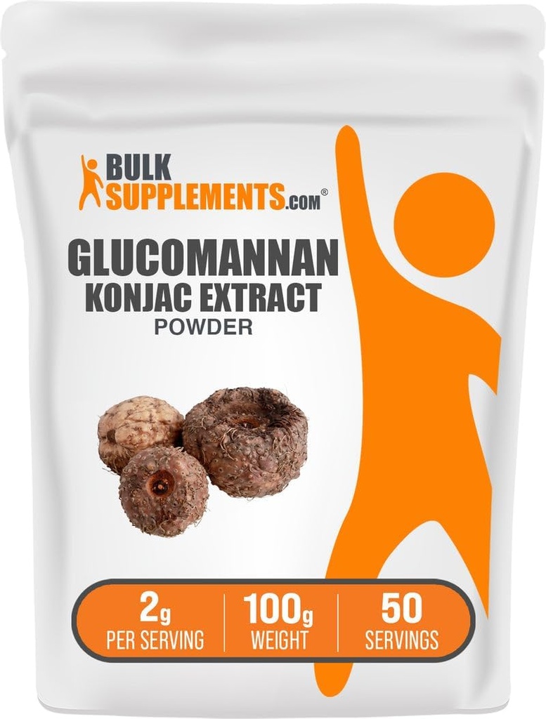 BulkSupplements.com Glucomannan Powder - from Konjac Root Extract Powder, Glucomannan Supplements - Gluten Free, 2g per Serving, 100g (3.5 oz) (Pack of 1)