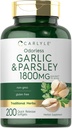 Carlyle Odorless Garlic & Parsley 1800mg | 200 Softgels | Non-GMO, Gluten Free Supplement