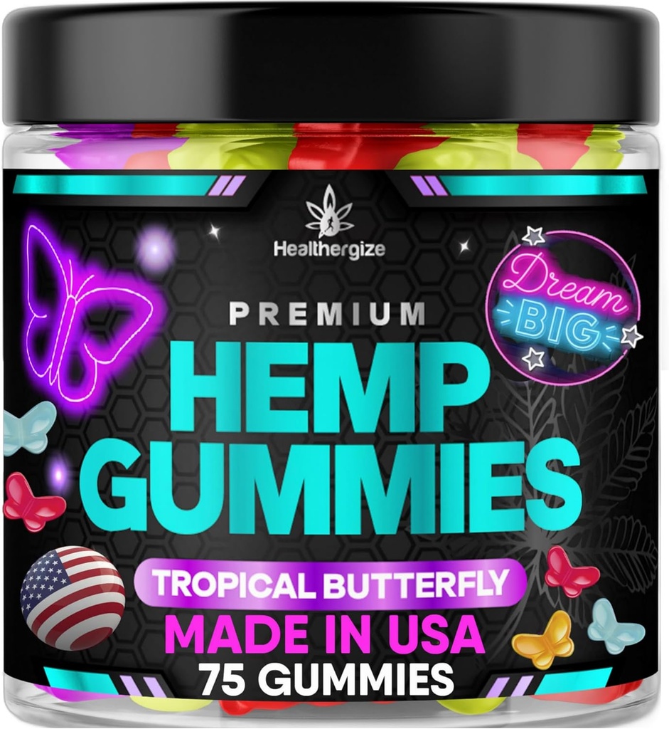 Hemp Gummies Premium Hemp Oil Infused Gummy Bears, Natural Omega for Deep & Healthy Bedtime Relief, Fun Edibles, Peace and Relaxation, Mood Balance, Natural Omega-Made in USA
