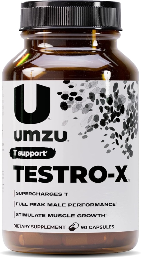 UMZU Testro-X Supplement for Men – 90 Capsules for 30 Day Supply – Supports Energy, Focus, Strength & Muscle Recovery – with Ashwagandha & Zinc – Natural Men’s Wellness Support Formula