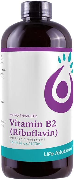 Life Solutions Vitamin B2 - Liquid Dietary Supplement with 50mg Riboflavin Per Serving - Highly Bioavailable, Pharmacist Formulated, Rapid-Sorb Technology for Efficient Nutrient Absorption - 16 fl oz