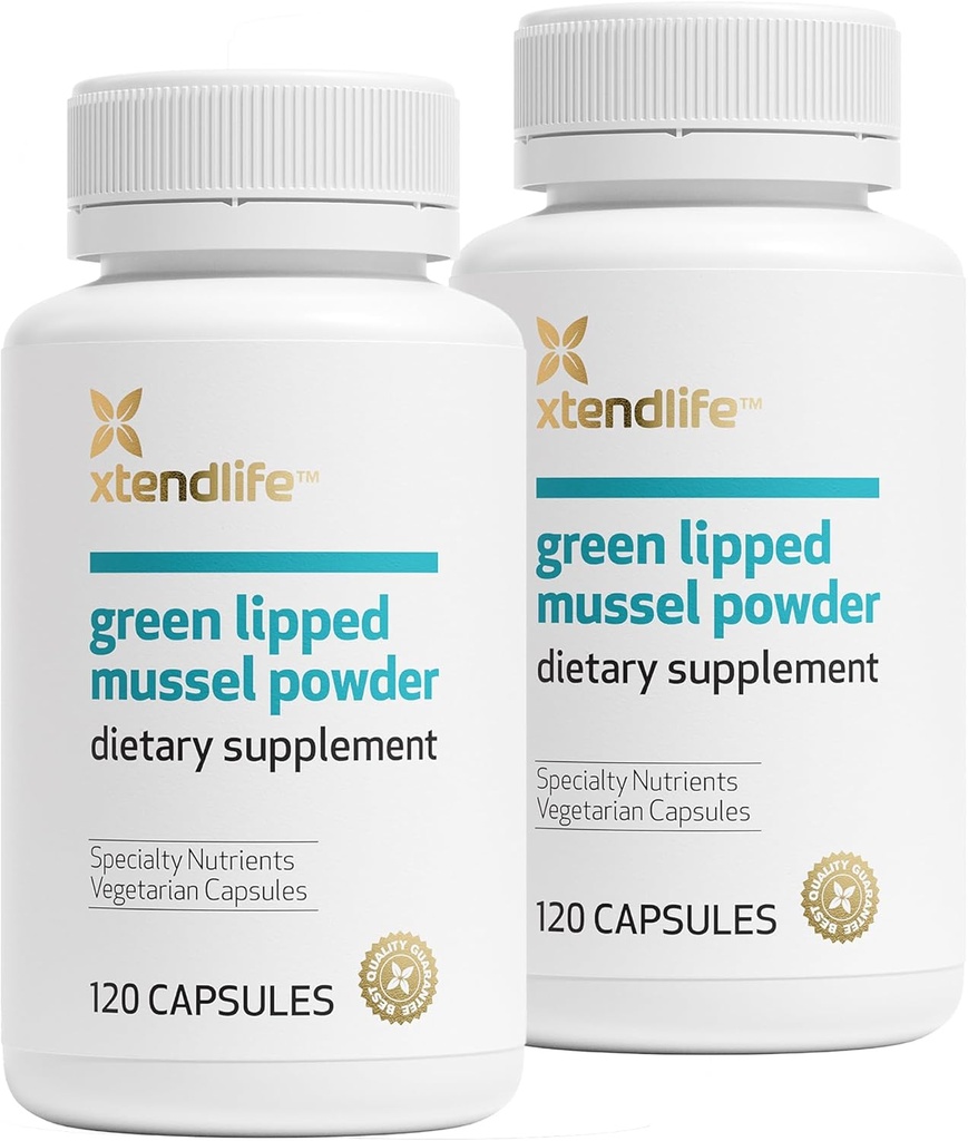 Xtendlife Green Lipped Mussel Powder - 2400mg Supplement with Omega-3 Fatty acids from New Zealand for Joint Health, 120 Capsules (2 Pack)