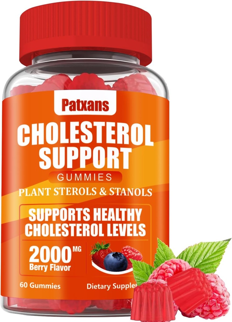 1 Pack Cholesterol Support Gummies, Containing 2000MG of Plant Sterols & Sterols, Cholesterol Complex Gummies, Support Healthy Cholesterol Levels, Energy Support, Mixed Berry Flavor, 60 Counts