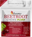 Beetroot Nitric Oxide Supplement - 1000mg Beet Powder with L Arginine, L Citrulline, Grape Seed Extract, Niacin, Vitamin C & B12 - Beet Chews - Pack of 60