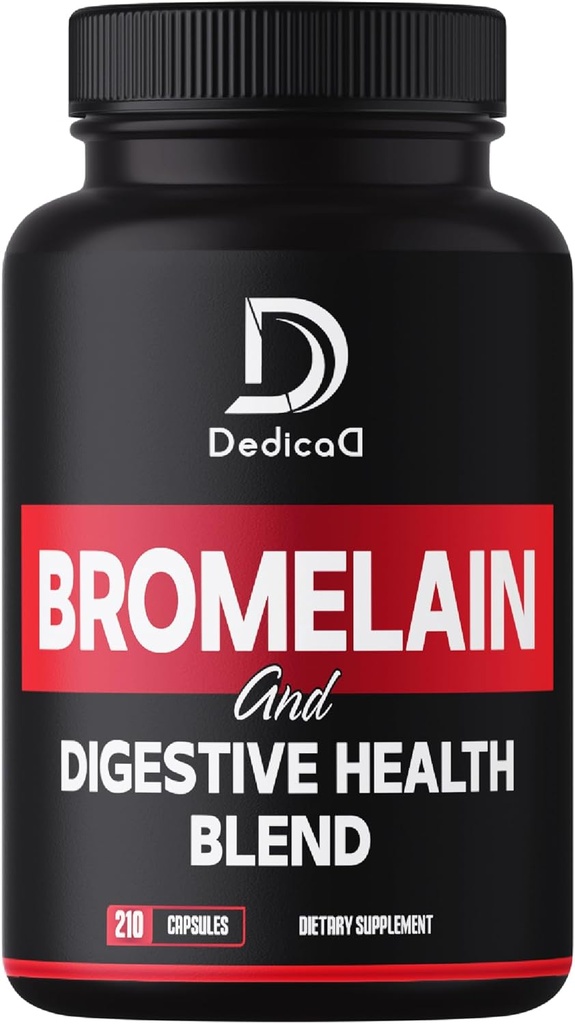 6in1 Bromelain 500mg Supplement - 1000mg per Serving - 210 Capsules with Digestive Health Blend as Quercetin, Ginger, Turmeric, Papaya - Support Overall Health, Digestion & Immune System