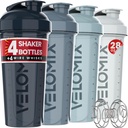 VELOMIX -4 PACK 28 Oz Protein Shaker Bottle for Protein Mixes - 4x Wire Whisk | Leak Proof Shaker Cups for Protein Shakes | Protein Shaker Bottle Pack | Protein Shake Cup (Aqua Depths)