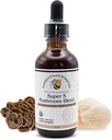 Creator's Touch Botanicals, Super 5, Mushroom, Blend 2 fl oz with Reishi, Turkey Tail, Lions Mane, Chaga and Maitake Mushrooms for Immune Support. Double Extracted, Macerated.