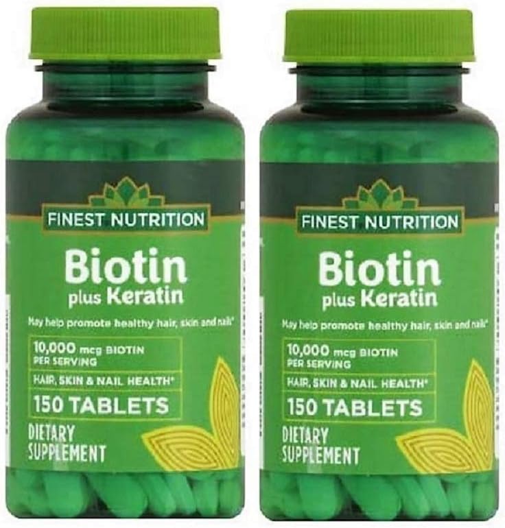 Finest Nutrition Biotin Plus Keratin - 10,000 mcg - 300 Count - 2 Pack