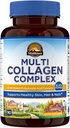Vitalitown Multi Collagen Complex, Type I, II, III with Biotin, Vitamin C, Hyaluronic Acid, Turmeric, Black Pepper for Skin, Hair, Nails, 90 Capsules, Non-GMO