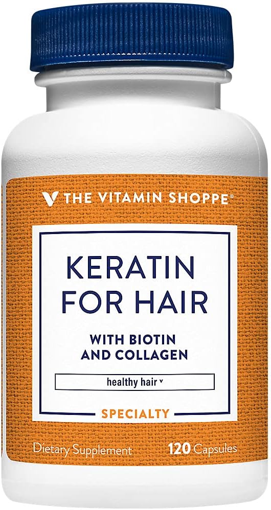 The Vitamin Shoppe Keratin for Hair with Biotin & Collagen, Supports Strong, Healthy Hair, Hair Luster (120 Capsules)