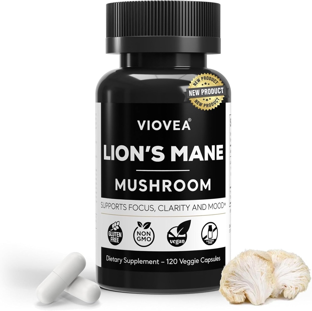 Lion's Mane Supplement Capsules - 120 Capsules, Supports Focus, Clarity, Memory, and Overall Cognition. Organic Nootropic Supplement for Cognitive Function and Immune Support