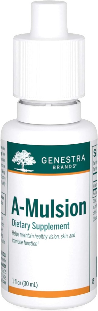 Genestra Brands A-Mulsion | Vitamin A Liquid to Support Immune System, Skin, Vision, Bones, and Teeth* | 1 Fl Oz | Citrus Flavor
