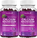 Calcium Magnesium Zinc Gummies with High Absorption Magnesium Glycinate 200mg, Potassium -Plant Calcium Supplement w/ D3 & Sea Moss for Bone, Muscles, Calm Mood & Sleep Support- Kids & adults (2 Pack)