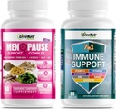 GreeNatr Herbal Menopause Support Complex for Hot Flashes, Night Sweats, Mood Swings Relief Plus Our 7 in 1 Immune Support with Quercetin, Echinacea, Sambucus Elderberry, and Ginger