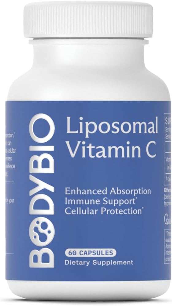 BodyBio Liposomal Vitamin C - Powerful Antioxidant for Immune Support and Cellular Health, Pure Ascorbic Acid with Maximum Absorption