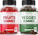 Fruit and Veggies Supplement (120 Gummies) - Premium Sugar-Free Superfood Super Green & Fruit Gummies for Adults - Immunity Support for Men & Women - Non GMO, Vegan Safe & Made in USA