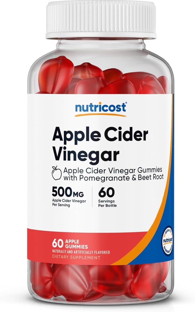 Nutricost Apple Cider Vinegar 500mg, 60 Gummies, Apple Flavored - Gluten Free, Non-GMO, No Corn Syrup