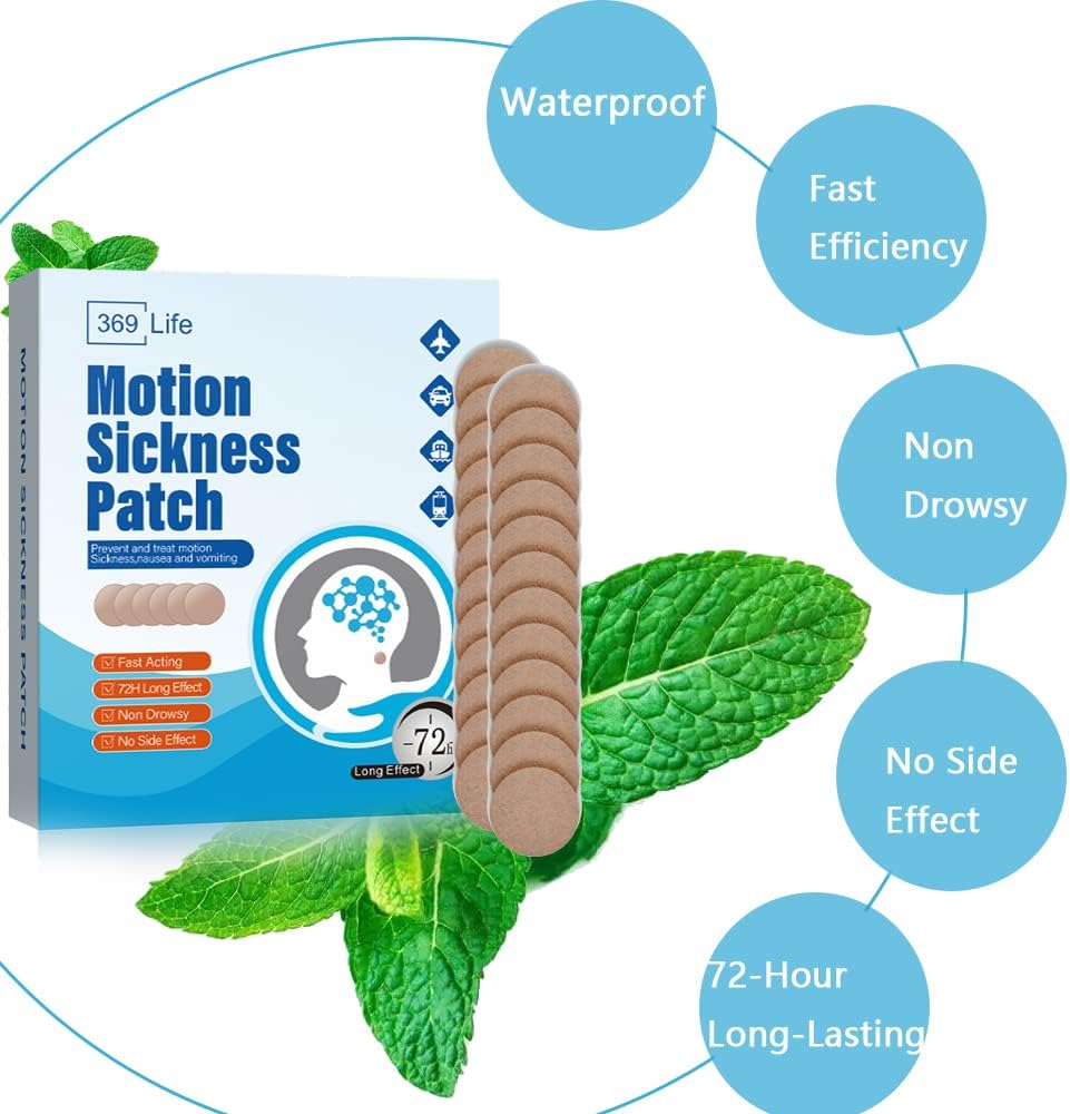 Motion Sickness Patches, Sea Sickness Patch for Cruise - Adults and Kids ((20 Count - Pack of 1))