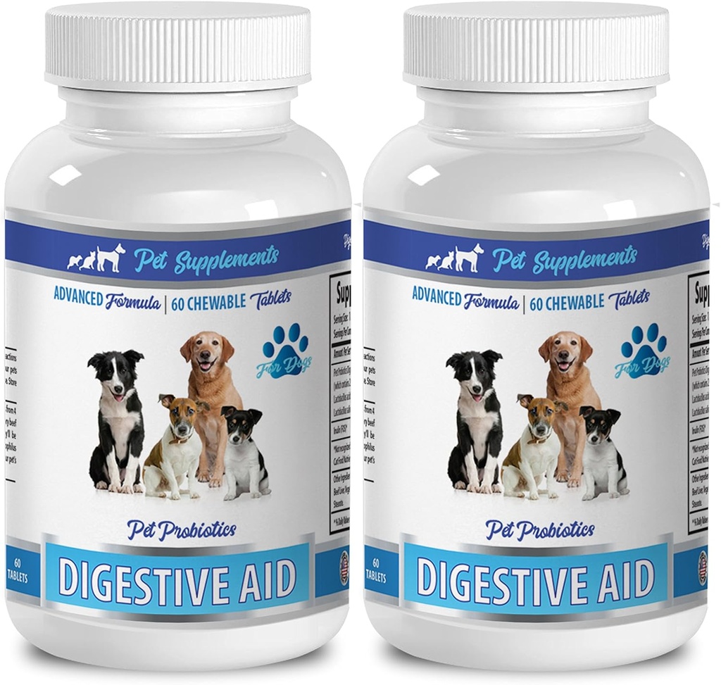 dog food bad breath - DOG DIGESTIVE AID PROBIOTICS - NATURAL APPROACH - SOLUTION TO BAD BREATH AND GAS - COUNTER DIARRHEA - dog probiotics tablets - 2 Bottles (120 Treats)