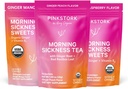 Pink Stork Morning Sickness Relief Kit – 3-Piece Bundle with Organic Ginger Peach Tea, B6 Sweets, Ginger Lozenges – Pregnancy Support, First Trimester Essentials, Gift for Pregnant Women