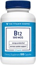 The Vitamin Shoppe Vitamin B12 500mcg - Supports Energy Production, Once Daily Dietary Supplement - Vitamin B-12 (As Cyanocobalamin), Gluten & Dairy Free (100 Capsules)