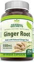 Herbal Secrets Ginger Root 550 mg Per Serving, 250 Veggie Capsules Supplement | Non-GMO | Gluten Free | Made in USA