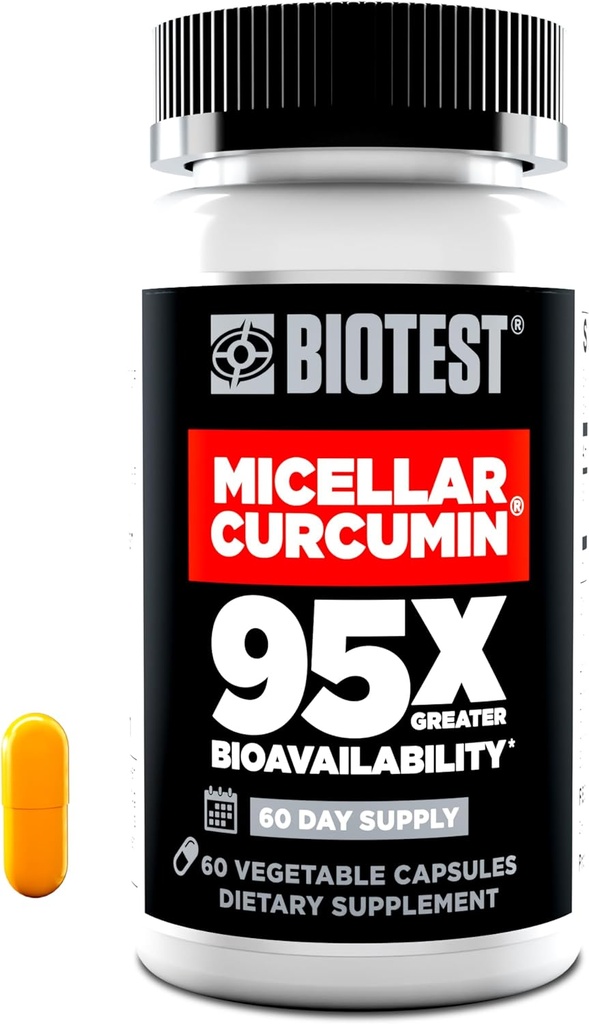 Biotest Micellar Curcumin - 95x Absorption - UCLA Invented & Patented - 60 Capsules