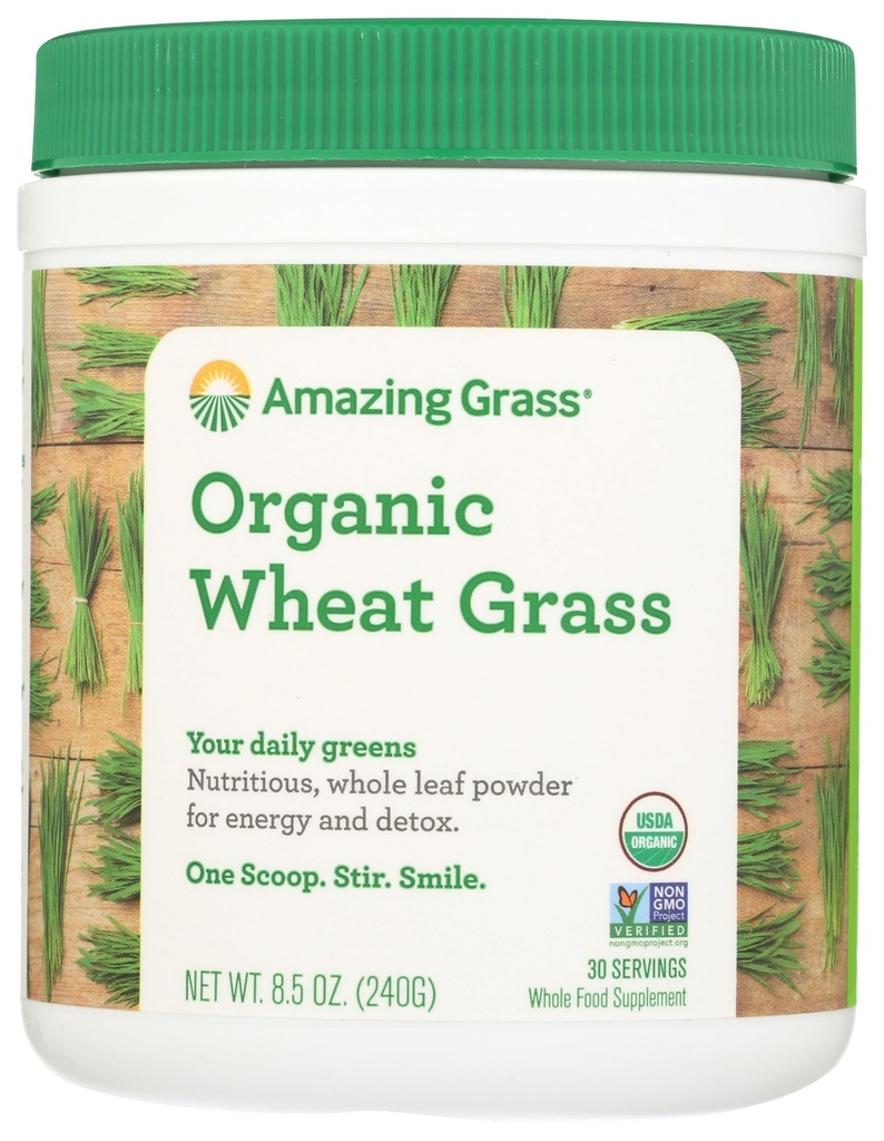 Amazing Grass Wheat Grass Powder: 100% Whole-Leaf Wheat Grass Powder for Energy, Detox & Immunity Support, Chlorophyll Providing Greens, 30 Servings