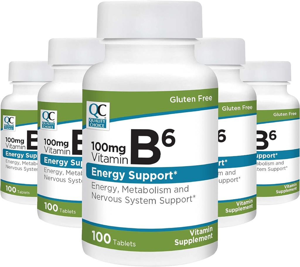 Quality Choice Vitamin B6 100 mg Tablets (Pack of 5)