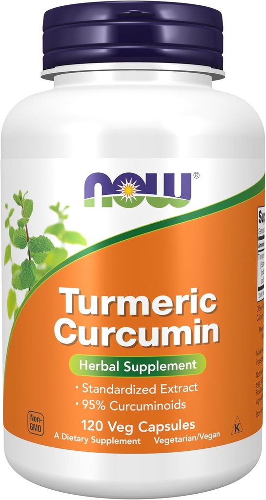 NOW Foods Supplements, Turmeric Curcumin, Derived from Turmeric Root Extract, Herbal Supplement, 120 Veg Capsules