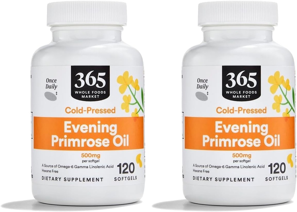 Whole Foods Market, Evening Primrose Oil 500Mg, 120 Softgels (Pack of 2)