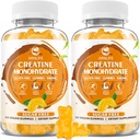 Creatine Monohydrate Gummies for Men & Women, Chewables Creatine Monohydrate for Muscle Strength, Muscle Builder, Energy Boost, Sugar Free, Vegan, Mango Flavor-120 Count