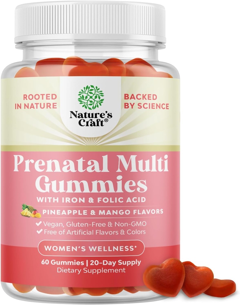 Vegan Prenatal Gummies for Women - Gummy Prenatal Vitamins for Women with Iron Folic Acid and Superfruit Blend - Chewable Vitamins Gummy Formula (Pineapple Mango) Trial Size