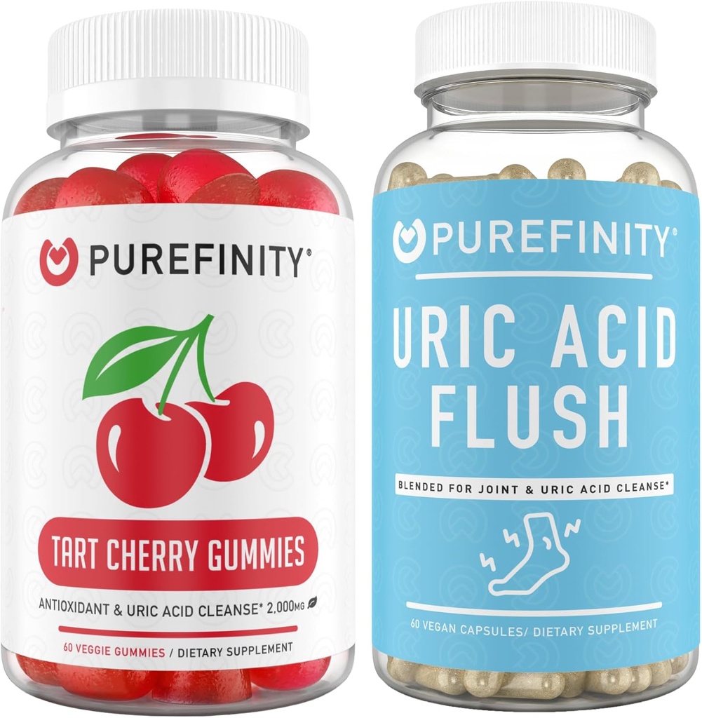 PUREFINITY Uric Acid Flush & Cleanse Capsules + Tart Cherry Gummies