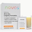 NOVOS Core Longevity Mix, Anti-Aging Supplement, Drink Powder Packet Orange Flavor - Skin Support, Energy, Mood, Sleep and Cognition Support - 30 Servings