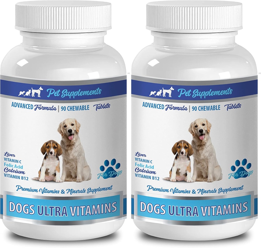 Dog Minerals - Dog Ultra Vitamins - Minerals - Essential NUTRIENTS - Premium and Natural - Dog Energy Supplement - 2 Bottles (180 Chews)