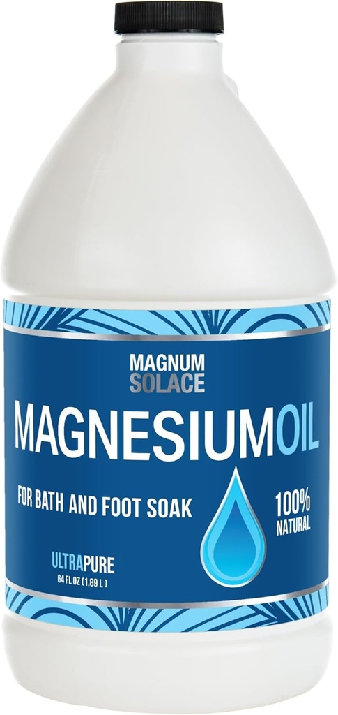 Pure Magnesium Oil - Bulk Size 64 oz - for Use with Magnesium Bath Flakes for Soaking or Refilling Oil Spray