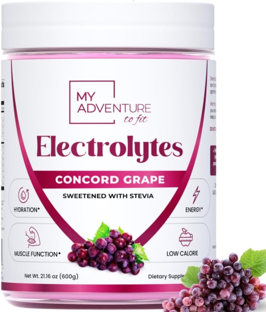 Zero Sugar - Concord Grape Electrolytes Powder - Refreshing Hydration Mix - Caffeine Free Energy with All Natural Ingredients - Vegan, Keto & Paleo - Sugar Free Electrolytes Drink Mix - 120 Servings