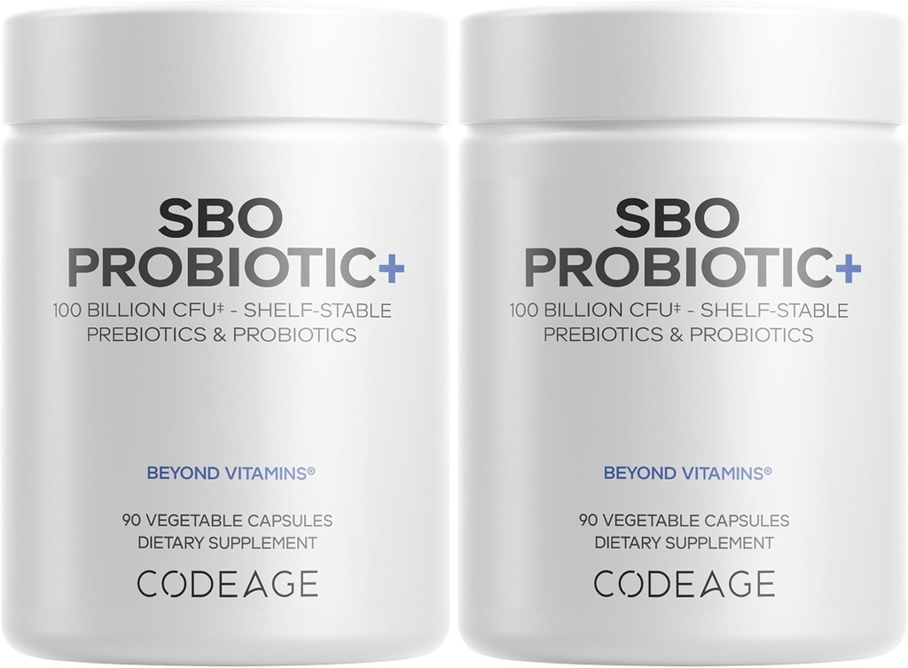 Codeage SBO Probiotics, 100 Billion CFUs Per Serving, Multi Strain Soil Based Organisms Blend and Organic Fermented Botanical Blend, Shelf-Stable - 2 Pack